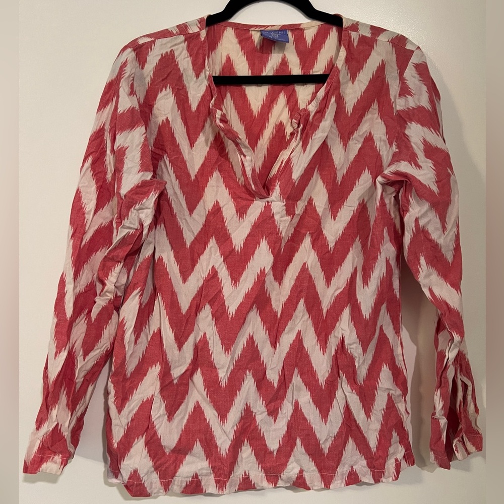 Red & White Long Sleeve Top & Matching Pant Beach Cover Up Set